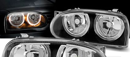 Кристални фарове за Golf 3 с Ангелски Очи - R32 дизайн - черни - Image 3
