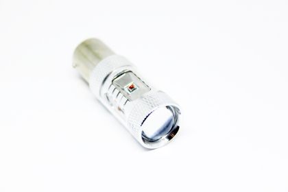 Диодна крушка BA15S с 6 х 5W CREE диода и лупа единична светлина червена - Image 2
