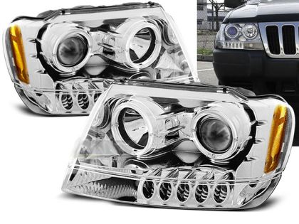 Кристални фарове Angel eyes Jeep Grand Cherokee (99-05) - хром - Image 2