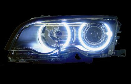 Кристални фарове за BMW E46 седан (2001-2005) - черни с CCFL - Image 2