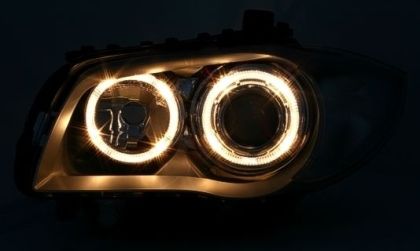 Кристални фарове за BMW E87 Angel Eyes (2004-2011) - хром - Image 3