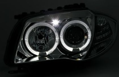Кристални фарове за BMW E87 / E81 Angel Eyes (2004-2011) - хром - Image 3