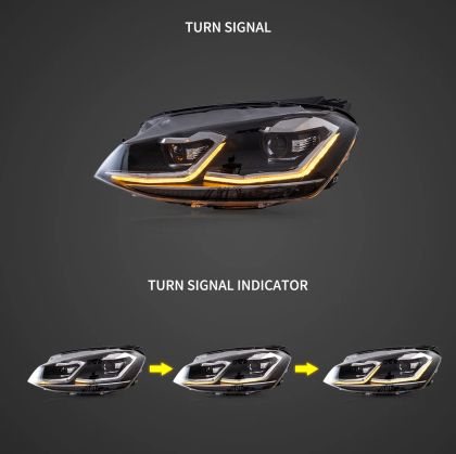 Тунинг led фарове за VW GOLF 7 (2014-2018) черни - Silver line - Image 2