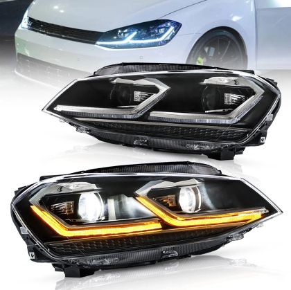 Тунинг led фарове за VW GOLF 7 (2014-2018) черни - Silver line