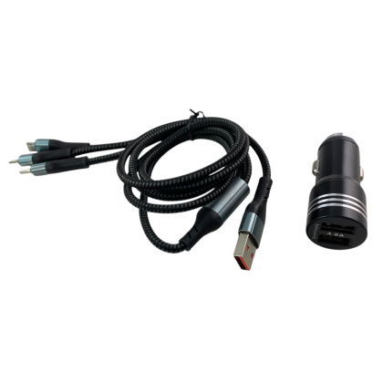 Автомобилно зарядно с 2 USB порта и 3 накрайника - Image 2