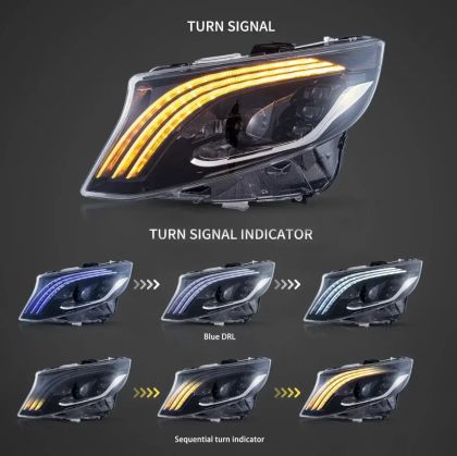 Тунинг led фарове за Mercedes Vito W447 (2016-2023) черни - Matrix с Full Led светлини - Image 3