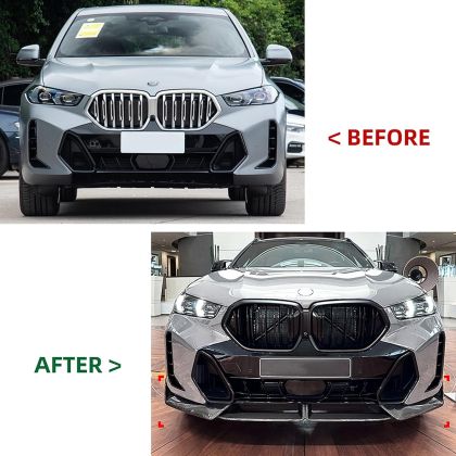Добавка предна броня за BMW X6 G06 (2020-2022) M-Sport design - черен гланц - Image 3